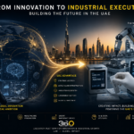 A layered architecture of execution—where global connectivity converges into structured industrial capability. At the top, a luminous global network represents the flow of ideas, innovation, and opportunity across borders. As these streams descend, they are refined, organized, and translated into precise execution pathways—moving from abstraction into tangible systems. Each layer reflects a stage of transformation: from global intelligence to localized strategy, from digital orchestration to physical infrastructure, and ultimately into operational industrial assets. Rendered in a minimalistic palette of deep tones with gold and blue accents, the composition conveys clarity, control, and precision—capturing the essence of modern industrial acceleration. This is the journey from global potential to structured, sovereign execution.